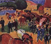 Max Pechstein Horse market oil painting picture wholesale